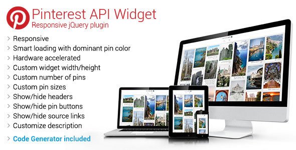 45209  Pinterest API Widget - Responsive jQuery Plugin