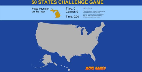 45285  United States Map game - 50 States Challenge