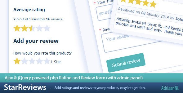 45359  StarReviews - Ajax & jQuery rating and review form