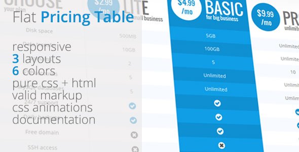 45469  Flat Pricing Table