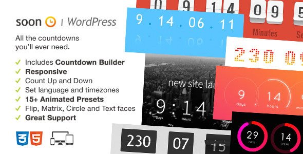 45509  Soon Countdown Pack, Responsive WordPress Plugin