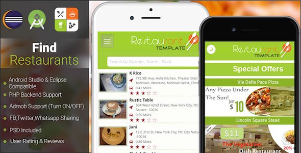 45583  Restaurant Finder with backend Android Full App