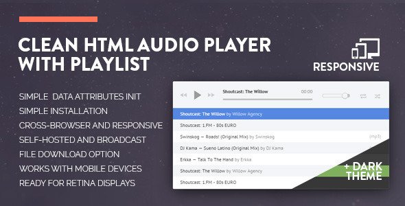 45603  Clean HTML Audio Player with Playlist