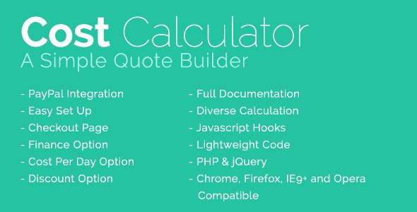 45654  Cost Calculator With PayPal Integration