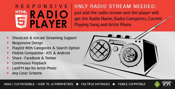 45726  Radio Player With Playlist - Shoutcast and Icecast