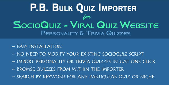 45961  Bulk Quiz Importer for SocioQuiz - Personality and Trivia