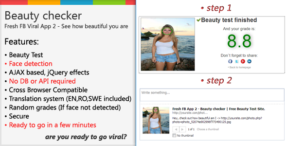 46016  Fresh FaceBook Viral App 2 - "Beauty checker"