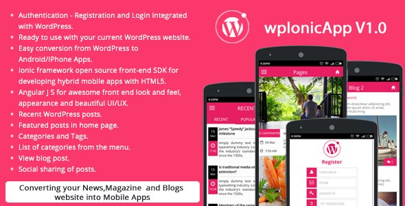 46189  Ionic Wordpress RESTAPI (wpIonicApp V1.0) - News / Magazine / Blogs