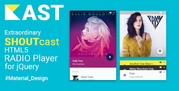 46263  Kast - Extraordinary SHOUTcast HTML5 Radio Player for jQuery - Material Design