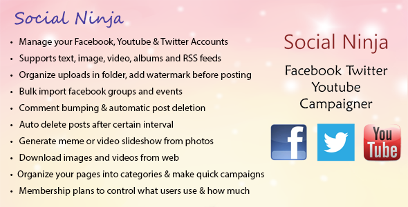 47289  Social Ninja v3.0 - Facebook Twitter Youtube Campaigner