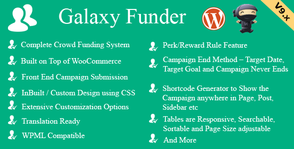 47528  Galaxy Funder v9.9 - WooCommerce Crowdfunding System