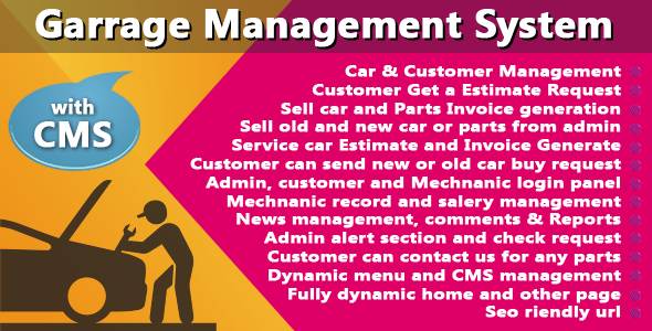 48174  Garage or Workshop Management System With CMS