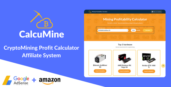 48347  CalcuMine v1.2 - Cryptocurrency Mining Calculator & Amazon Affiliate System