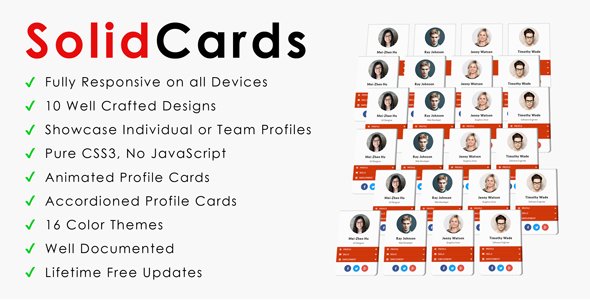 49289  SolidCards - CSS3 Responsive Profile Cards
