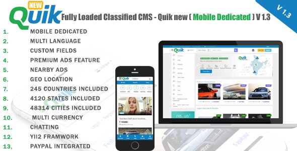 49367  Quik new v1.3 - Fully Loaded Classified Ads CMS