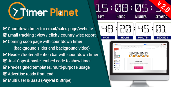 49608  TimerPlanet v2.0 - email,website & attention bar countdown timer