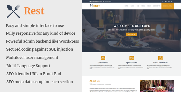 49792  Rest - Cafe and Restaurant Website CMS
