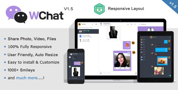 50054  Wchat v1.6 - Fully Responsive PHP AJAX Chat Script - 