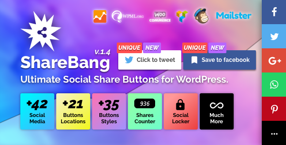 50074  ShareBang v1.4 - Ultimate Social Share Buttons