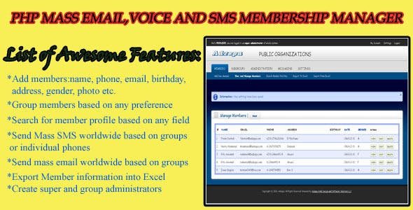 50742  PHP Mass Email - Voice & SMS Membership Manager