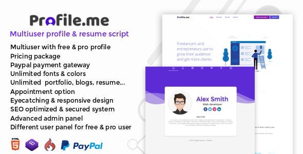 51023  Profile.me v1.0 - Multiuser Profile & Resume Script