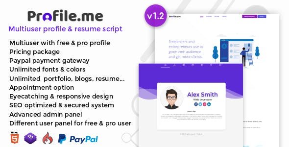 51216  Profile.me v1.2 - Multiuser Profile & Resume Script - 
