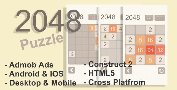 51322  2048 Puzzle - HTML5 Desktop & Mobile Game + AdMob