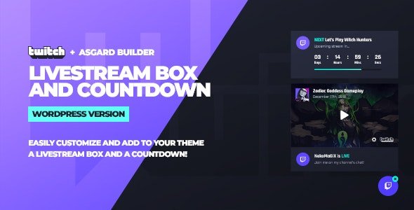 52778  Twitch LiveStream Box and Countdown v1.0.0 - WordPress Plugin