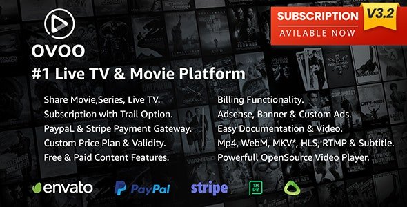 53361  OVOO v3.2.0 - Live TV & Movie Portal CMS with Membership System - 