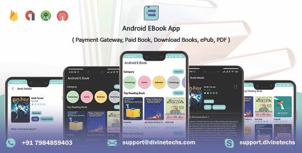 53424  Android EBook App v1.8 - (Books App, PDF, ePub, Download Books, Paid book, payment gateway) +
