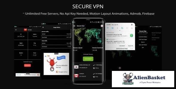 53824  Secure VPN v1.0 - (Unlimted Free Servers + Admob + Motion Layout)