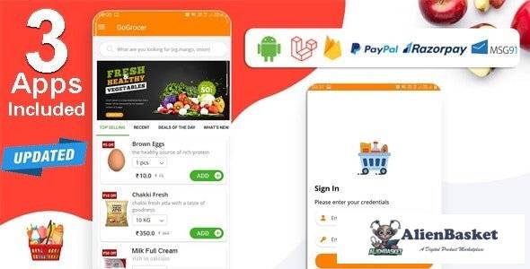 53969  Multi-Store Grocery Delivery App with PHP Backend and Store & Delivery Boy App v1.5