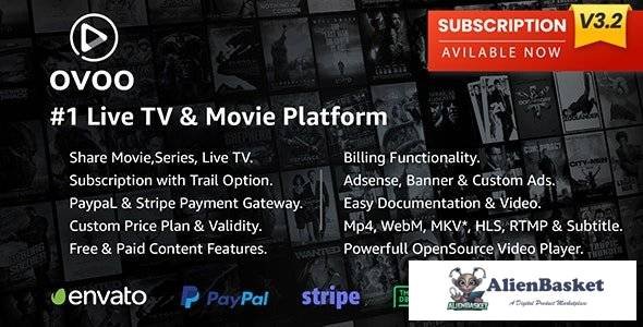 54120  OVOO v3.2.4 - Live TV & Movie Portal CMS with Membership System - 