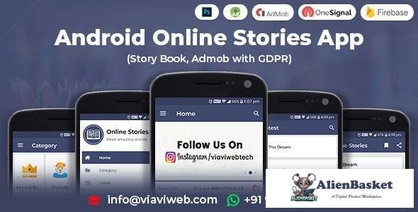 54395  Android Online Stories App (Story Book, Admob with GDPR) v1.1