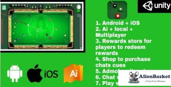 54471  Billiards Multiplayer v1.0 – 8 Ball Pool (With AI and reward store) Android + IOS