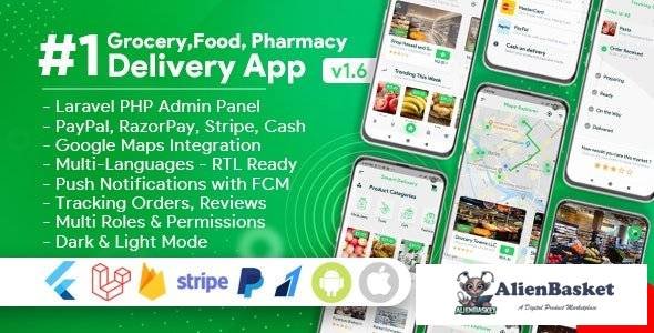 54855  Grocery, Food, Pharmacy, Store Delivery Mobile App with Admin Panel v1.6.0