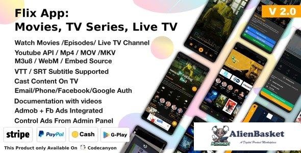 58170  Flix App Movies v2.4 - TV Series - Live TV Channels - TV Cast