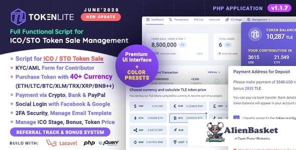 54954  TokenLite v1.1.3 - ICO / STO Token Sale Management Dashboard - ICO Admin Script