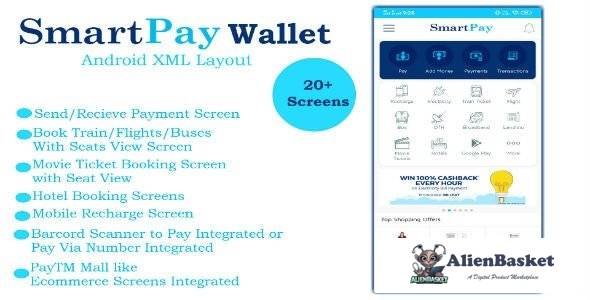 54984  SmartPay Wallet v1.0 - Android XML Screens Layout