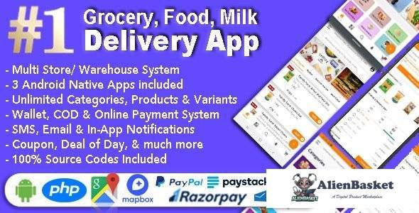 54986  Grocery and Vegetable Delivery Android App with Admin Panel v1.6.6 - Multi-Store with 3 Apps