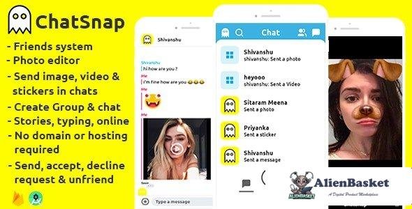 55155  ChatSnap v1.0 - Snapchat clone social network friend group chat photo editor + android studio