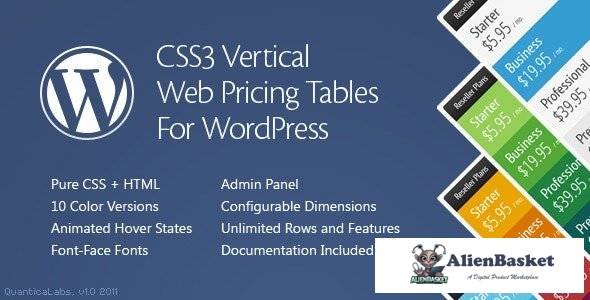 55757  CSS3 Vertical Web Pricing Tables For WordPress v1.8