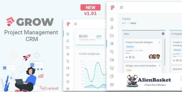 55769  Grow v1.01 - Project Management CRM With Invoicing Estimates Leads And Tasks