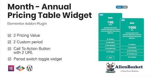 56888  Month v1.1.0 - Annual Pricing Table Widget For Elementor