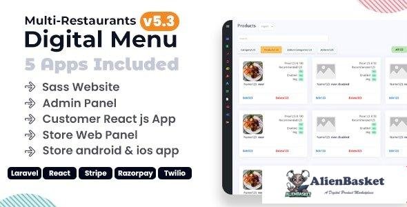 56046  Chef v5.3 - Multi-restaurant Saas - Contact less Digital Menu Admin Panel with - React Native