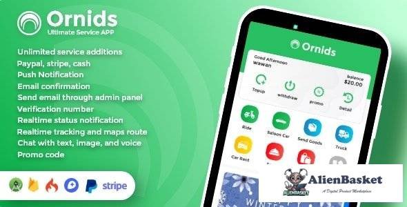 56106  Ornids v1.0 - Multi Service App With Customer App, Driver App, Merchant App and Admin Panel