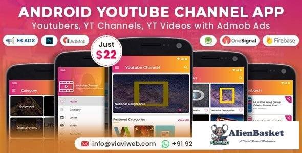 56269  Android YouTube Channel App (Youtubers, YT Channels, YT Videos) with Admob Ads v1.3