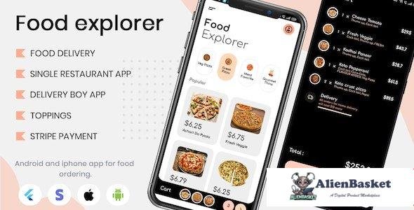 56725  Food Explorer v1.0 - Single restaurant Food delivery app with delivery boy in flutter