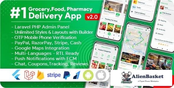 56776  Grocery, Food, Pharmacy, Store Delivery Mobile App with Admin Panel v2.0.1