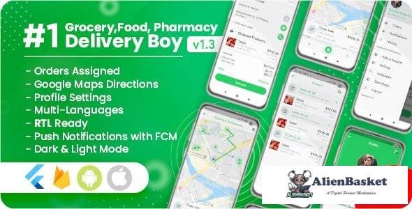 56777  Delivery Boy for Groceries, Foods, Pharmacies, Stores Flutter App v1.3.0